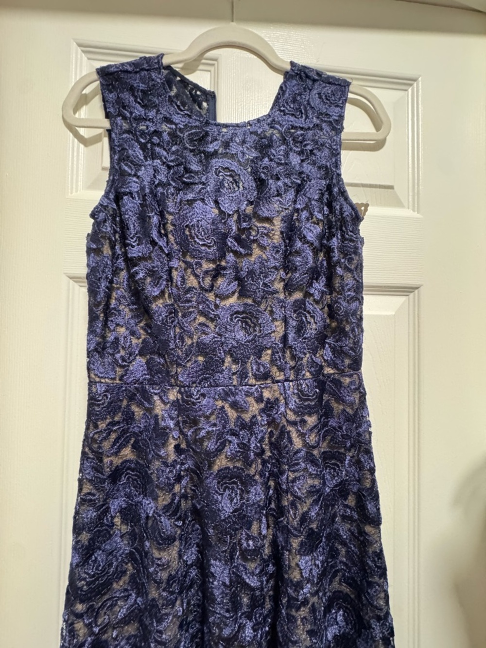 Hitherto (from Anthropologie) Navy Floral Lace Evening Gown size 4